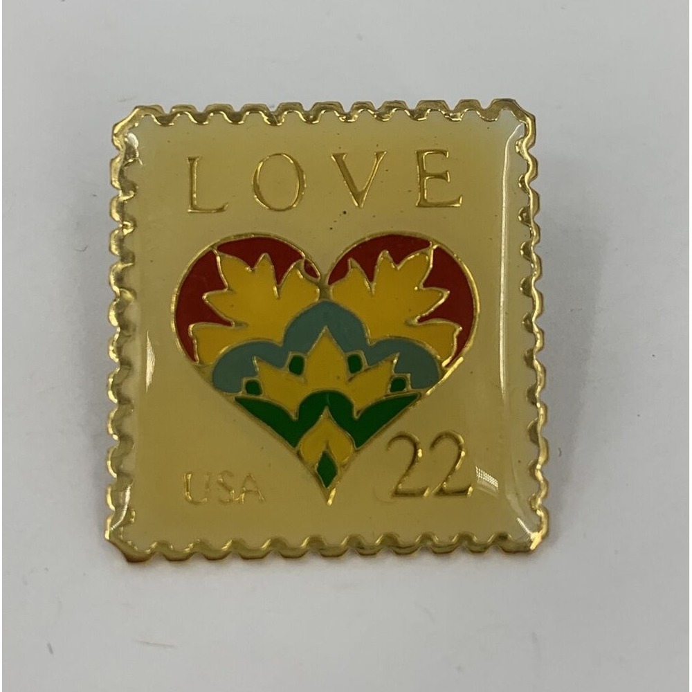 Vintage The March Co. USA 22 Cent Love Stamp With A Heart Lapel Pin